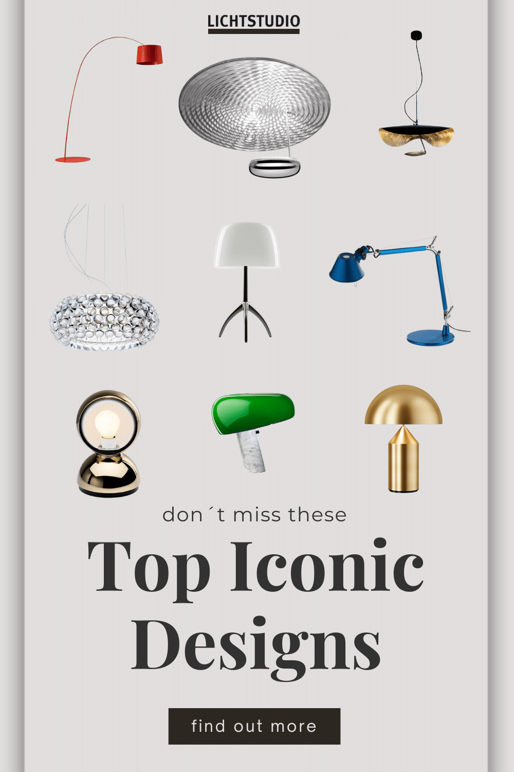 Top Iconic Designs Leuchten von Artemide, Foscarini, Flos, Oluce und Catellani & Smith